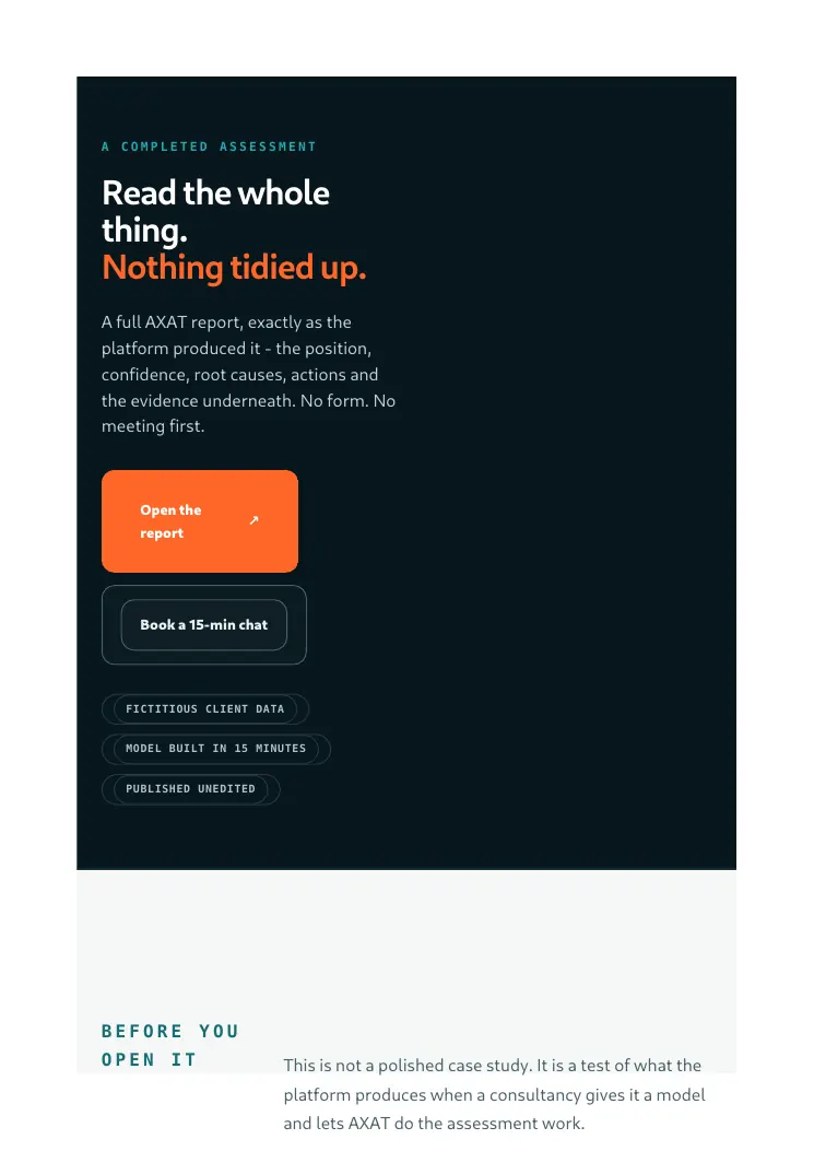 Completed assessment page